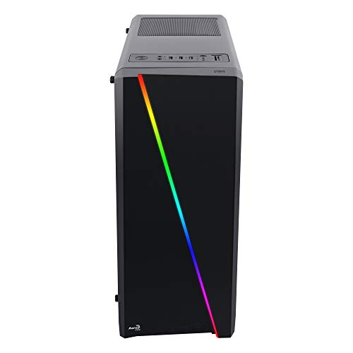 Aerocool CYLON - PC-Gehäuse (Semi-Fackel, ATX, Acryl-Seitenwand, RGB-LED an der Vorderseite, 13 Lichtmodi, inklusive 12-cm-Lüfter an der Rückseite, USB 3.0), schwarz