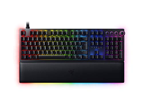 Razer Huntsman V2 (Analog Switch) - Gaming Tastatur mit analogen, opto-mechanischen Schaltern (Handballenauflage, digitaler Drehregler, Medientasten, Chroma RGB) QWERTZ DE-Layout | Schwarz
