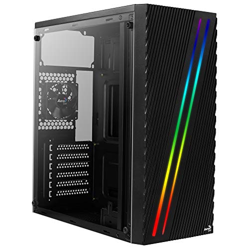 Aerocool STREAK - ATX PC-Box, RGB 18-Modi, Seitenwand, 80-mm-Lüfter