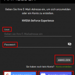 Bei Nvidia GeForce Experience einloggen